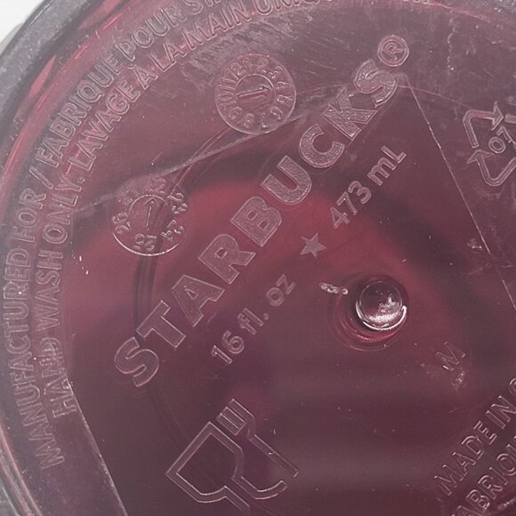 Starbucks Coffee Tumbler Jewel Tone Red Merlot No straw 2021 Holiday Diamond Tex - Picture 5 of 10